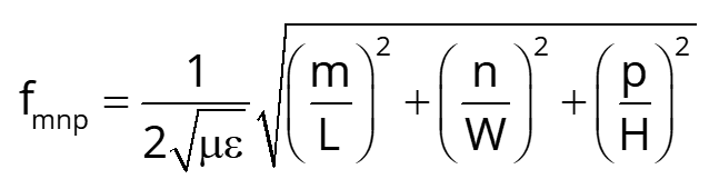 Rectangular Cavity Resonance Equations