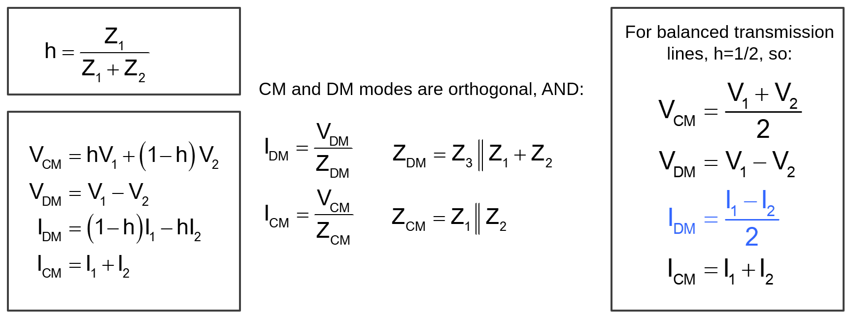 Equations for Common-Mode and Differential-Mode Components