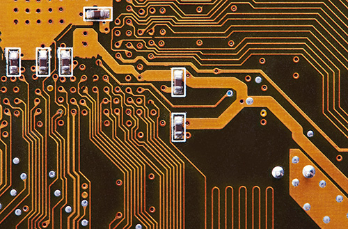 A section of a circuit board close up