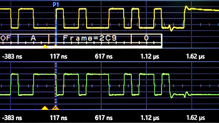 Pseudo-differential signal displayed on 2-channel oscilloscope