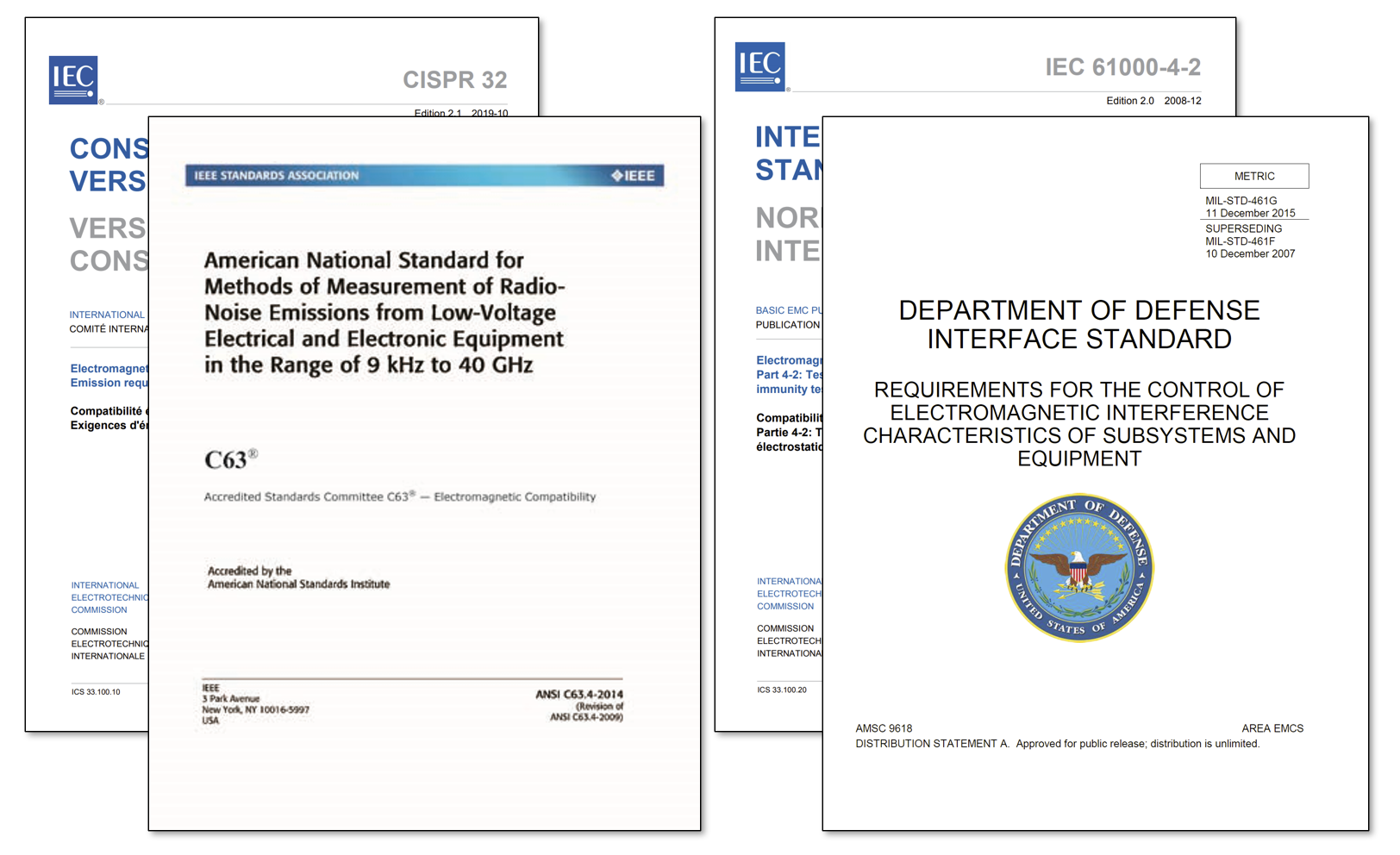 Covers of four EMC Standards