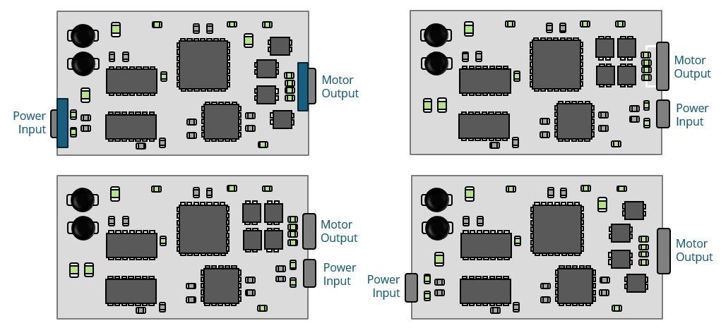 Four possible motor driver layouts