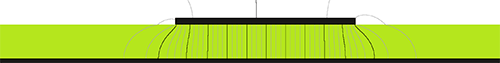 Electric Fields Lines under a Microstrip Trace