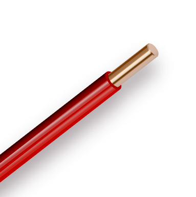 Solid copper wire with red insulation
