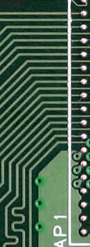 circuit board traces connect to a BGA component