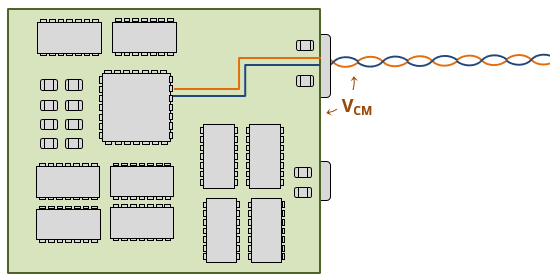 illustration of circuit board with differential signal interface to a twisted wire pair