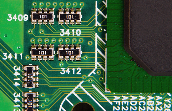 resistor networks on a circuit board labeled 101