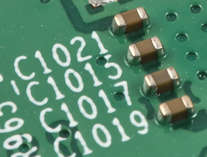 Surface Mount Capacitors on a Circuit Board