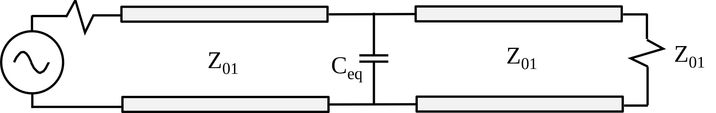 Figure 4. Simplified model of short discontinuity when Z02&nbsp;<&nbsp;Z01.