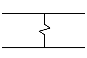 schematic symbol for a resistor between two wires