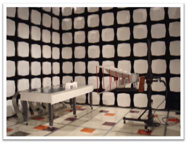 Radiated emissions test set-up in a semi-anechoic chamber