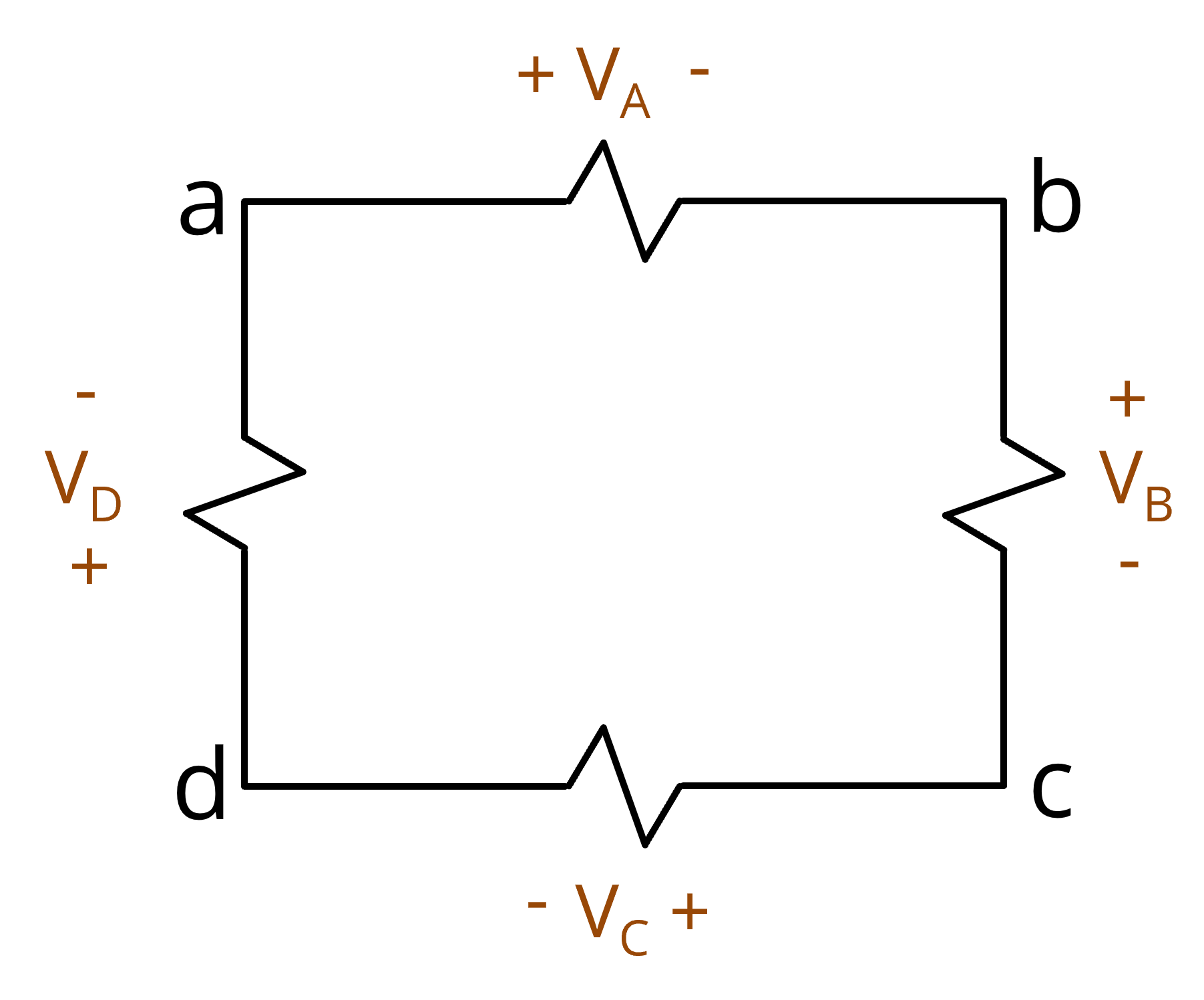 4 resistors connected in series forming a loop