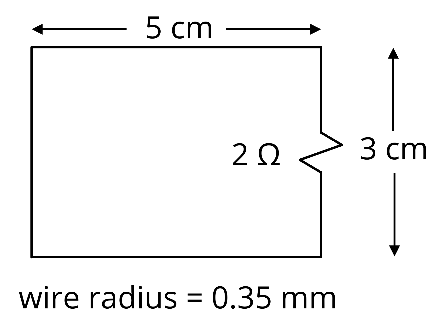 3-cm x 5-cm loop with a 2 ohm resistor in it
