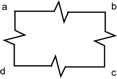 4 resistors connected in series forming a loop